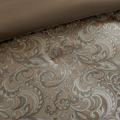 Room in a Bag Jacquard Paisley Pattern Conforter Set with Comforter, Bedskirt, Bed Sheets, Curtains, Pillowcases