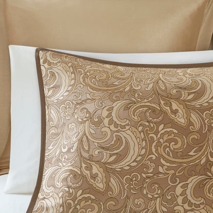 Room in a Bag Jacquard Paisley Pattern Conforter Set with Comforter, Bedskirt, Bed Sheets, Curtains, Pillowcases