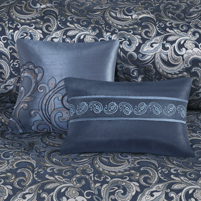 Room in a Bag Jacquard Paisley Pattern Conforter Set with Comforter, Bedskirt, Bed Sheets, Curtains, Pillowcases