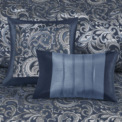 Room in a Bag Jacquard Paisley Pattern Conforter Set with Comforter, Bedskirt, Bed Sheets, Curtains, Pillowcases