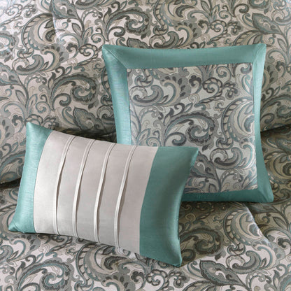 Room in a Bag Jacquard Paisley Pattern Conforter Set with Comforter, Bedskirt, Bed Sheets, Curtains, Pillowcases