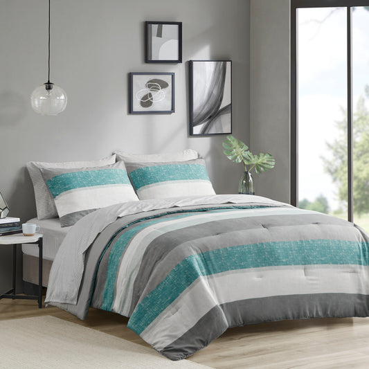 Stripe Comforter Set with Bed Sheets