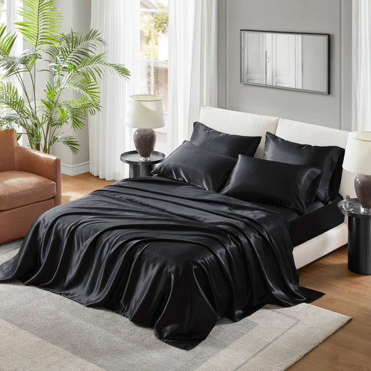 Satin Luxury Wrinkle Free Sheet Set with Pillowcases