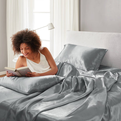 Satin Sheet Set, Silky Sheen and Cloud-Soft Feel Lightweight Bed Sheet