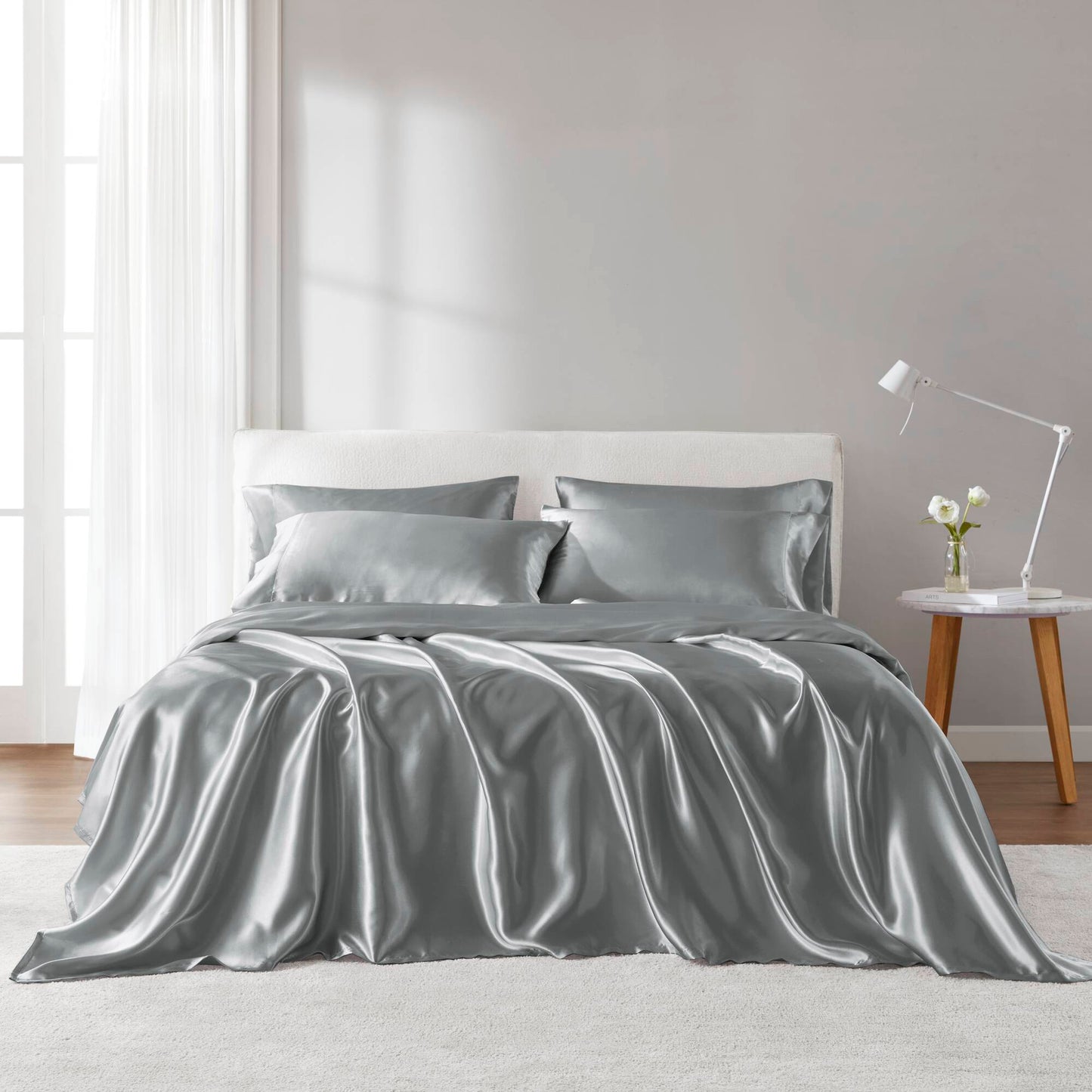 Satin Sheet Set, Silky Sheen and Cloud-Soft Feel Lightweight Bed Sheet