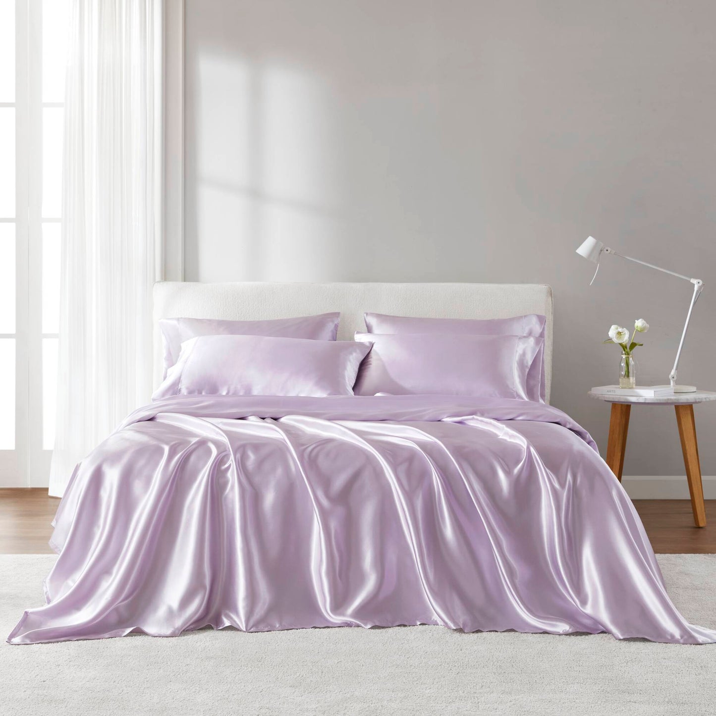 Satin Sheet Set, Silky Sheen and Cloud-Soft Feel Lightweight Bed Sheet