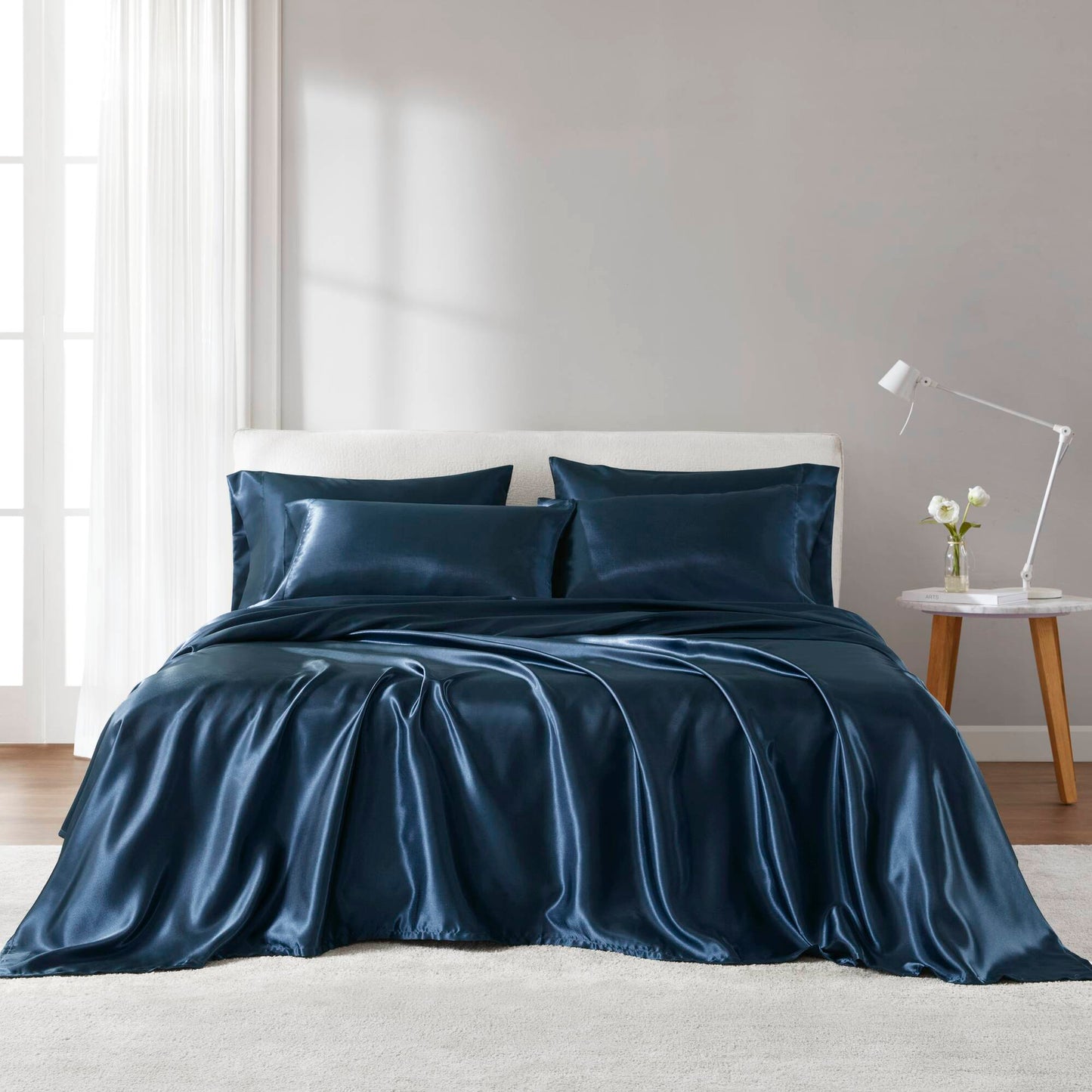Satin Sheet Set, Silky Sheen and Cloud-Soft Feel Lightweight Bed Sheet