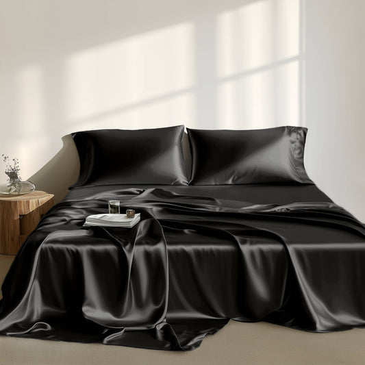Satin Sheet Set, Silky Sheen and Cloud-Soft Feel Lightweight Bed Sheet