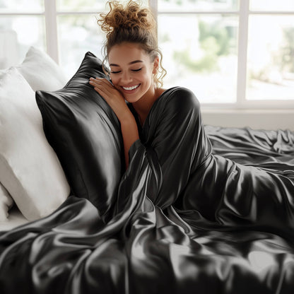 Satin Sheet Set, Silky Sheen and Cloud-Soft Feel Lightweight Bed Sheet