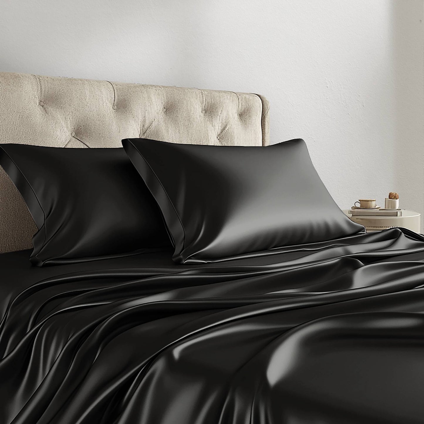 Satin Sheet Set, Silky Sheen and Cloud-Soft Feel Lightweight Bed Sheet
