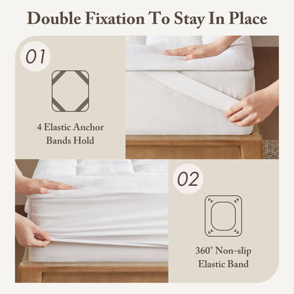 White Quilted Fitted Mattress Pad Cover with Deep Pocket, Waterproof Mattress Protector, Cloud Soft Down Alternative Mattress Cover, Machine Washable