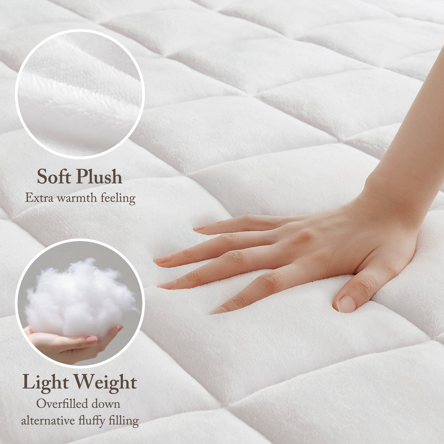 White Quilted Fitted Mattress Pad Cover with Deep Pocket, Waterproof Mattress Protector, Cloud Soft Down Alternative Mattress Cover, Machine Washable
