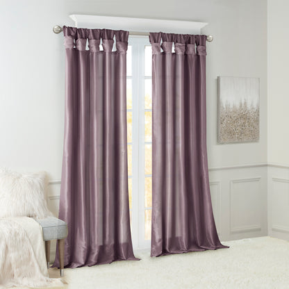 Emilia Twist Tab Lined Window Curtain Panel in Bronze