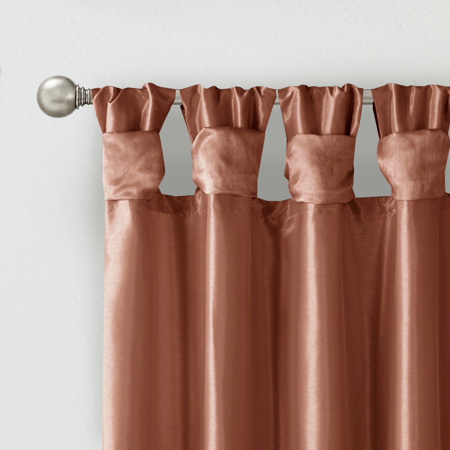 Emilia Twist Tab Lined Window Curtain Panel in Bronze