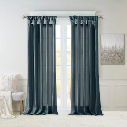 Emilia Twist Tab Lined Window Curtain Panel in Bronze