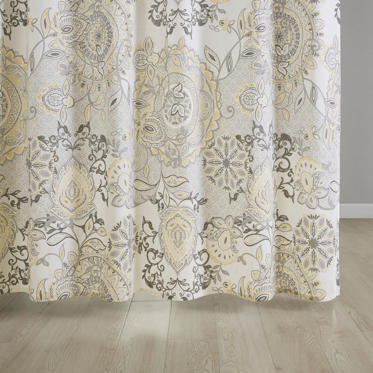 Shower Curtain Cotton Floral Shower Curtain Bohemian Bath Curtains Decor with 12 Button Holes