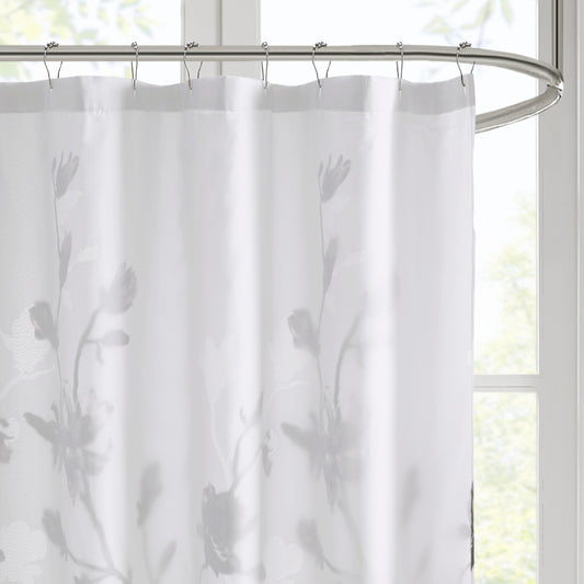 Magnolia Purple Botanical Floral Print Modern Shower Curtains