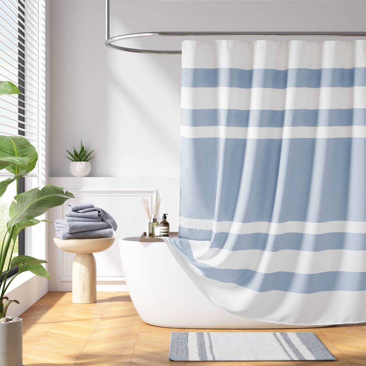Modern Striped Shower Curtain with 3M Treatment