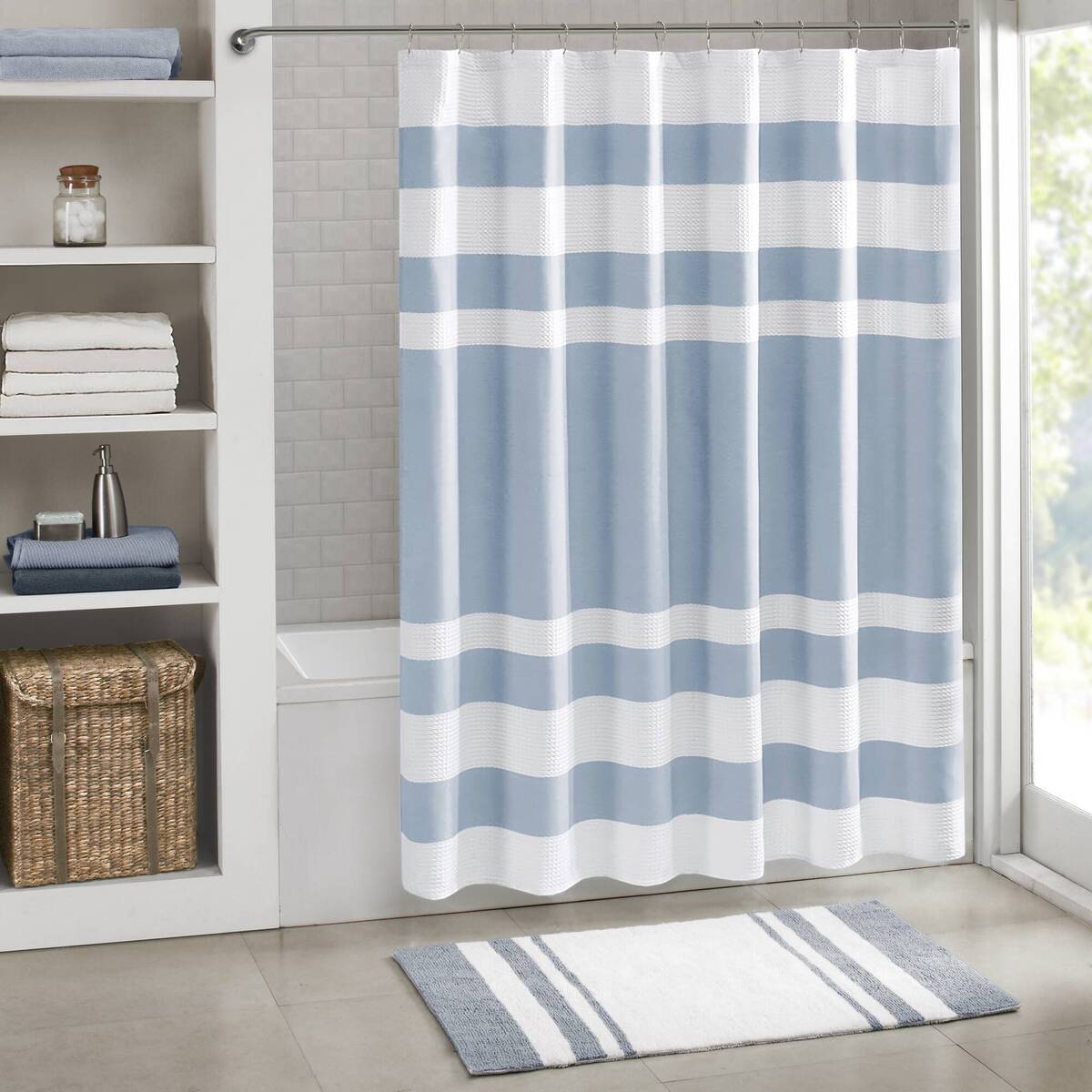 Modern Striped Shower Curtain with 3M Treatment