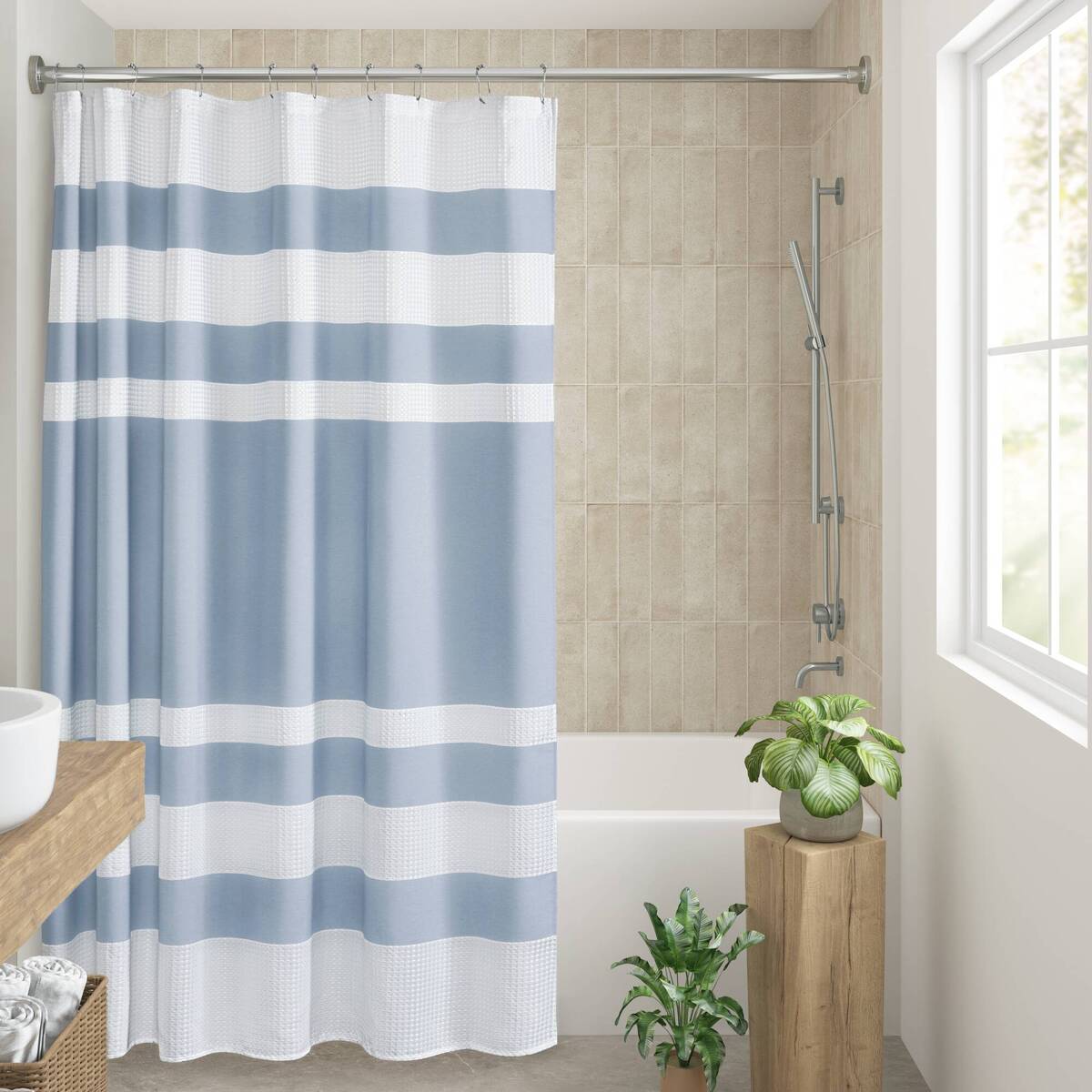 Modern Striped Shower Curtain with 3M Treatment