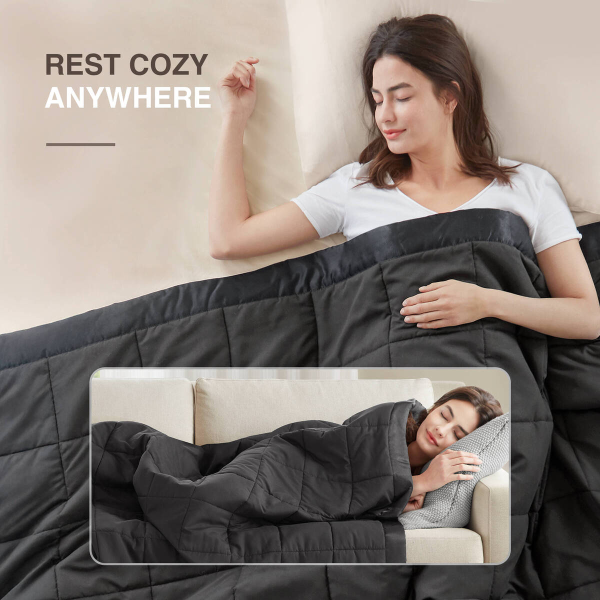 Lightweight Down Alternative Blanket with Satin Trim