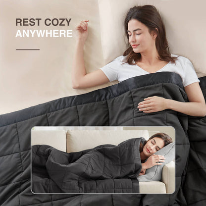 Lightweight Down Alternative Blanket with Satin Trim