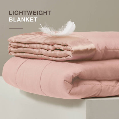 Lightweight Down Alternative Blanket with Satin Trim