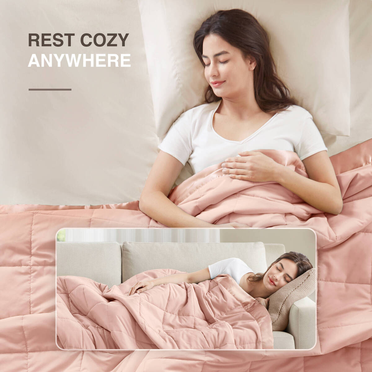 Lightweight Down Alternative Blanket with Satin Trim