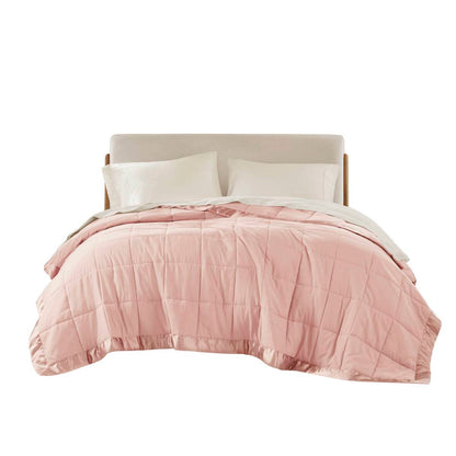 Lightweight Down Alternative Blanket with Satin Trim