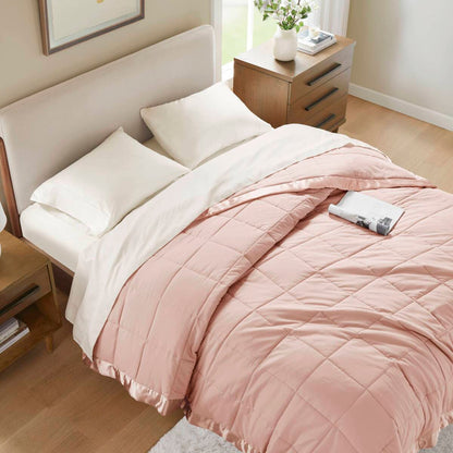 Lightweight Down Alternative Blanket with Satin Trim