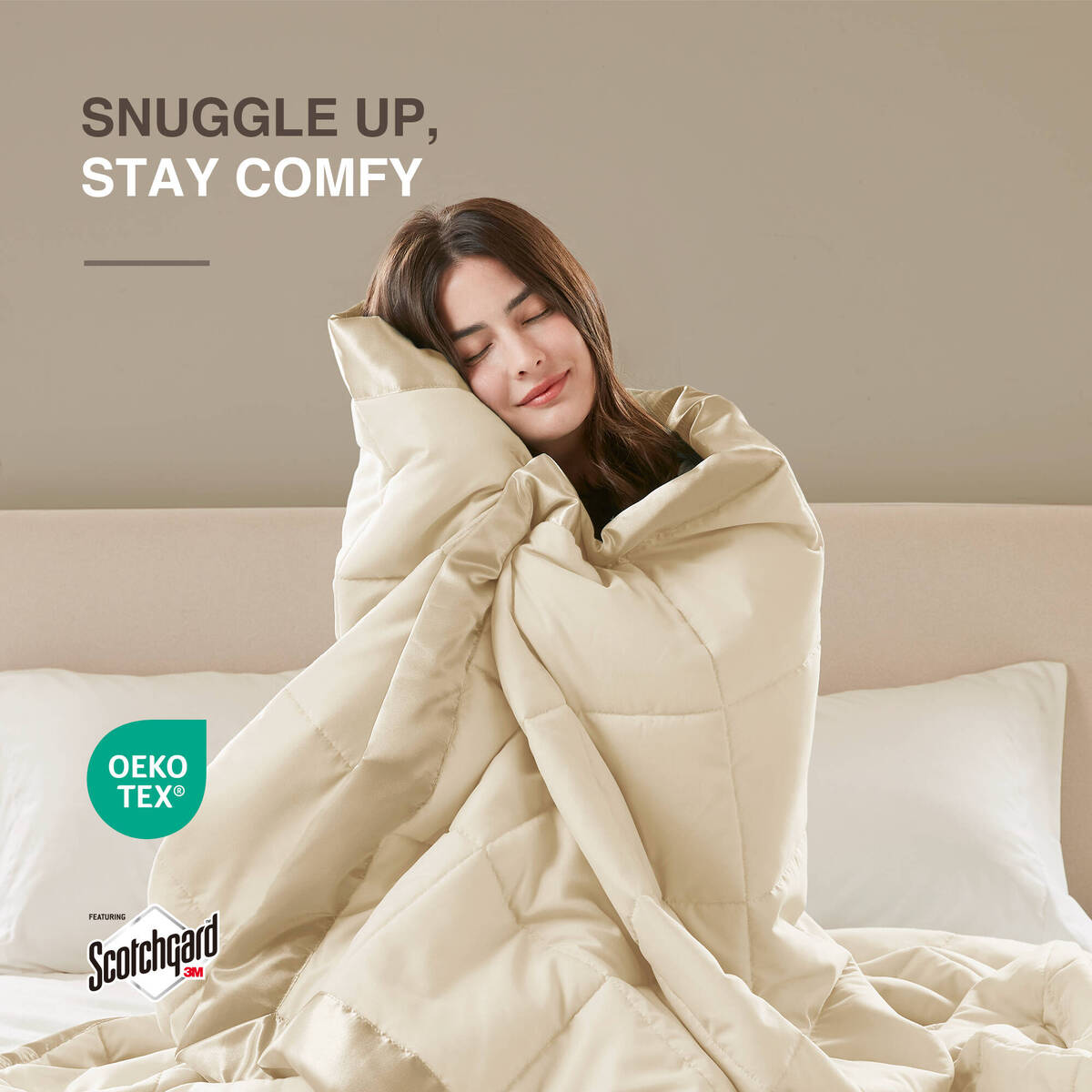 Lightweight Down Alternative Blanket with Satin Trim