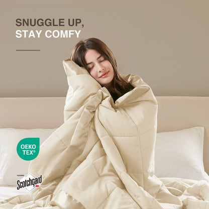 Lightweight Down Alternative Blanket with Satin Trim