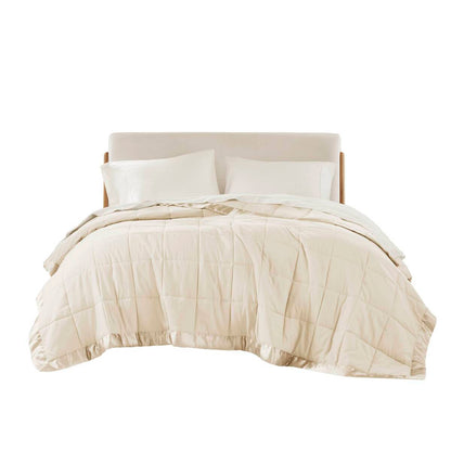 Lightweight Down Alternative Blanket with Satin Trim