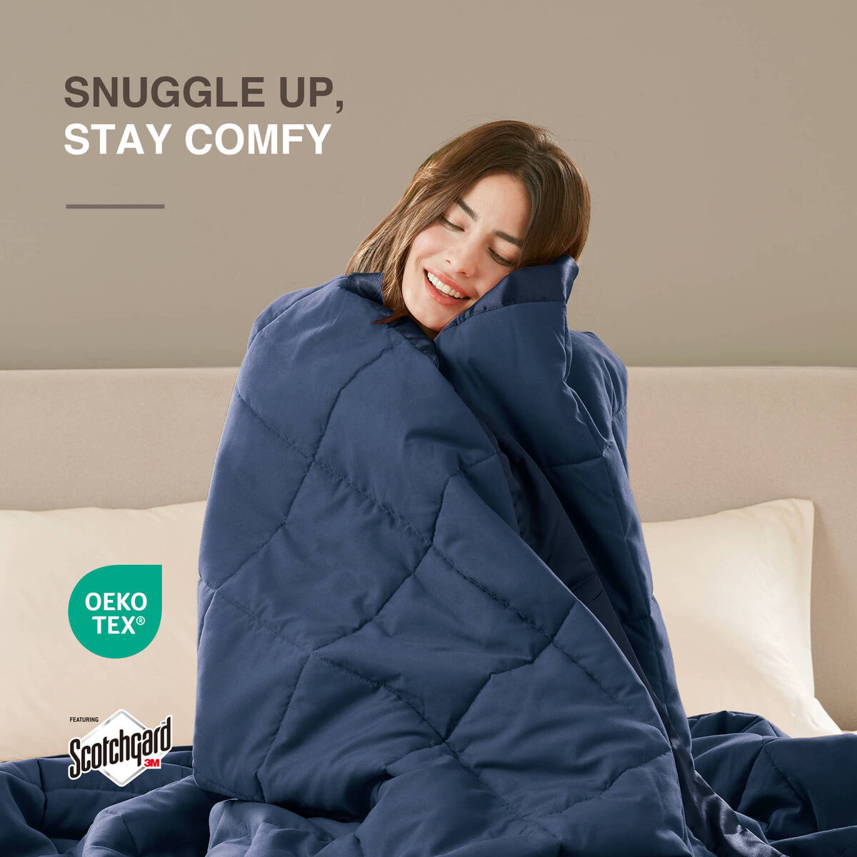 Lightweight Down Alternative Blanket with Satin Trim