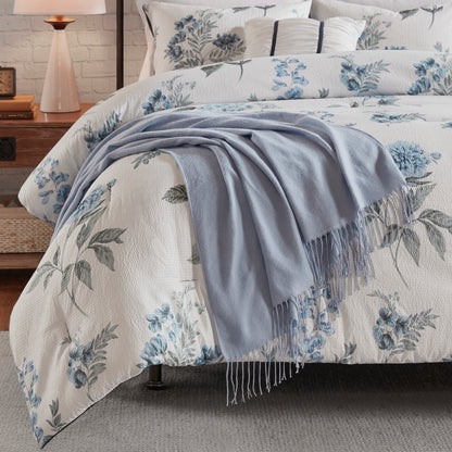 Printed Seersucker Comforter Set with Throw Blanket