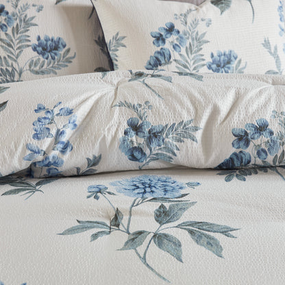 Printed Seersucker Comforter Set with Throw Blanket
