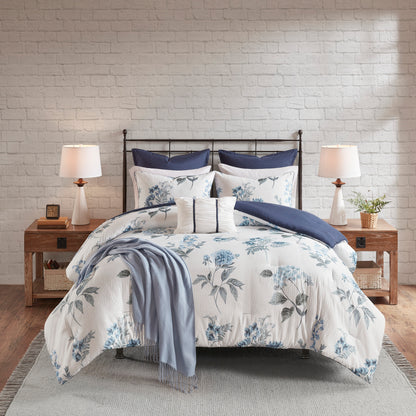 Printed Seersucker Comforter Set with Throw Blanket