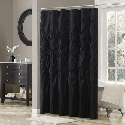 Shower Curtain Faux Satin Bath Curtain with 12 Button Holes Lightweight Bathroom Curtain Decor