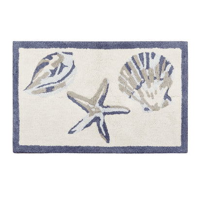 Cotton Bathroom Rug Reversible Coastal Machine Washable