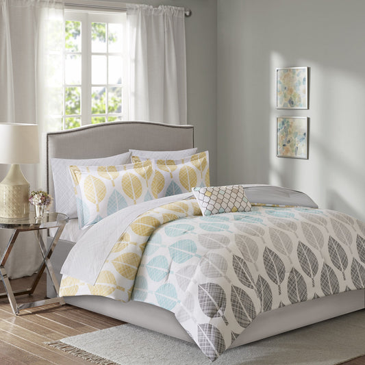 Botanical Printed Comforter Set with Cotton Sheet Set