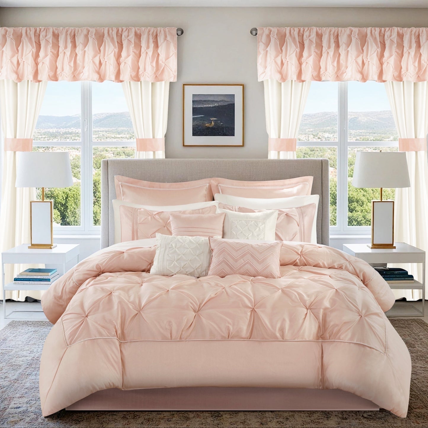 24 Piece Comforter Set with Window Curtains,Room in a Bag