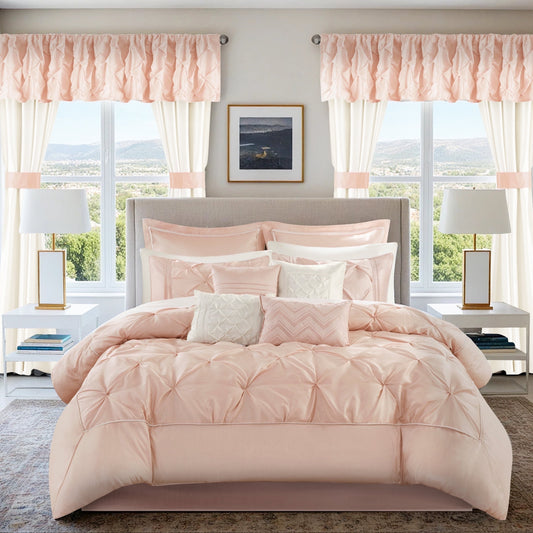 24 Piece Comforter Set with Window Curtains,Room in a Bag