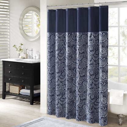 Shower Curtain Traditional Jacquard Bath Curtain with 12 Button Holes