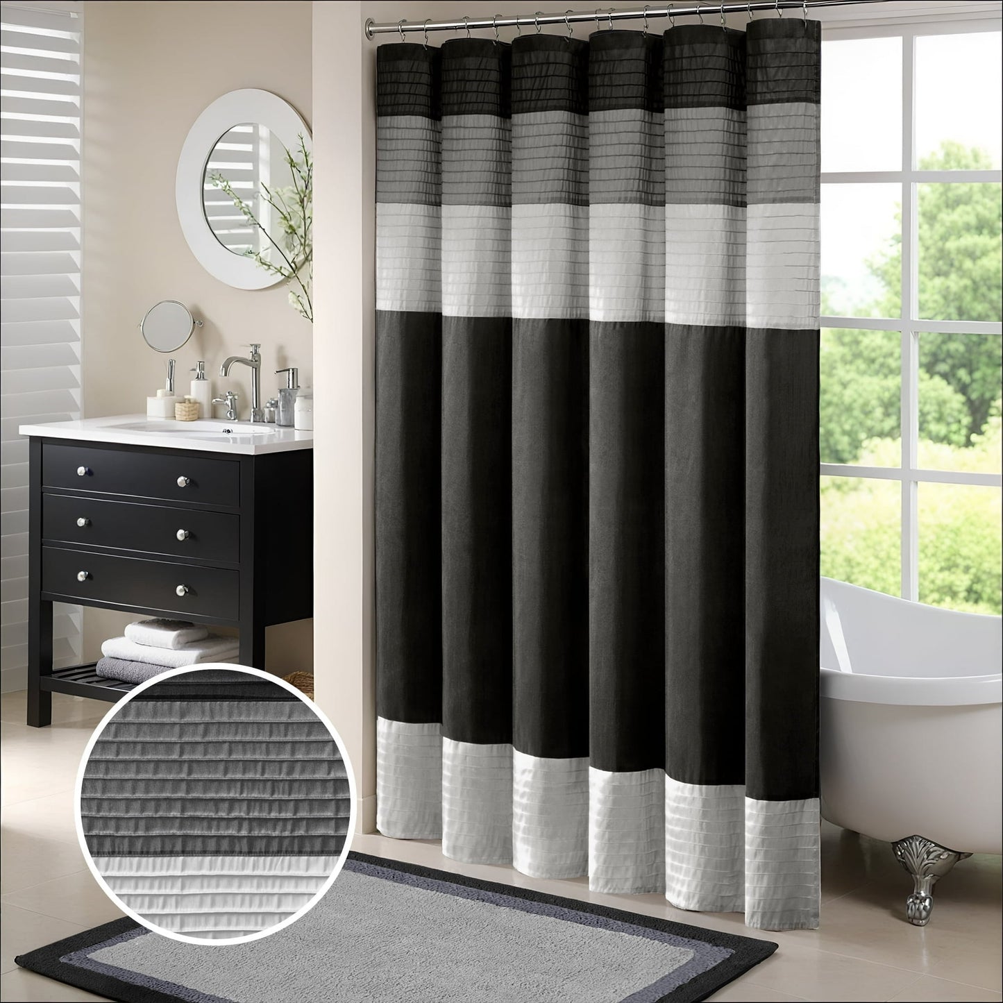 Faux Silk Shower Curtain 72x72"