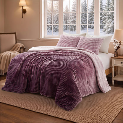 Bubble Plush Fluffy Ombre Comforter Set