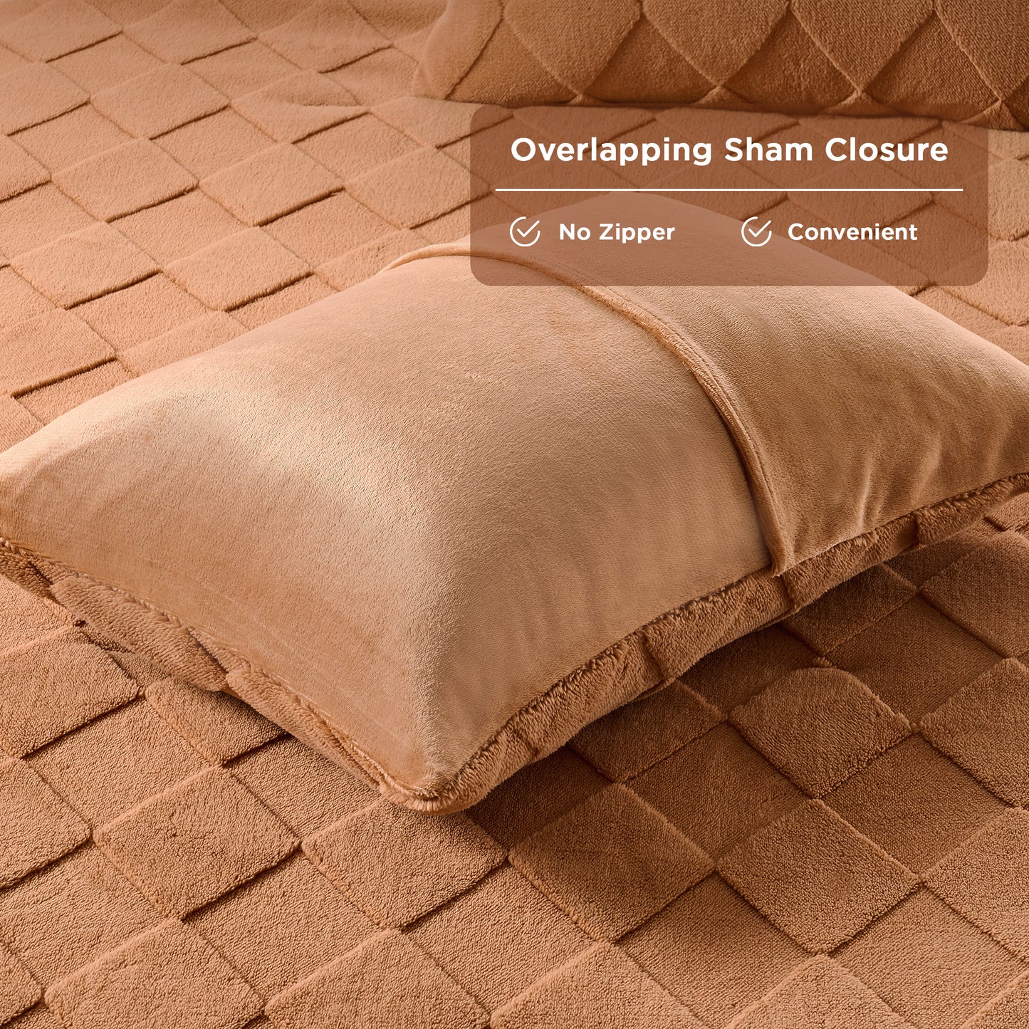 Jacquard Sherpa Diamond Comforter Set, Velvety Solid Reverse Fluffy Fleece Bedding Set with Comforter and Shams