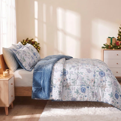 Sunniva Floral Multi-Color Comforter Set with Ultra-Soft Plush Reverse
