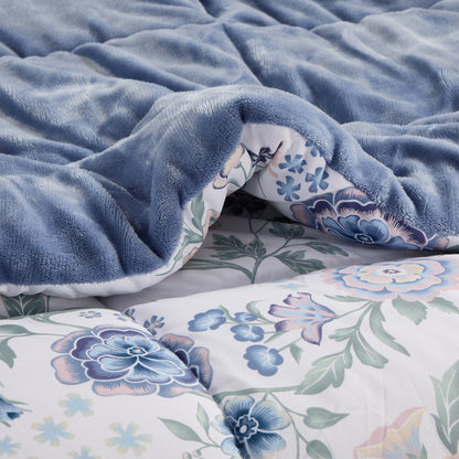 Sunniva Floral Multi-Color Comforter Set with Ultra-Soft Plush Reverse