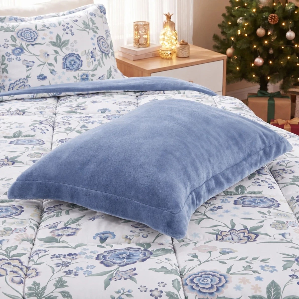 Sunniva Floral Multi-Color Comforter Set with Ultra-Soft Plush Reverse