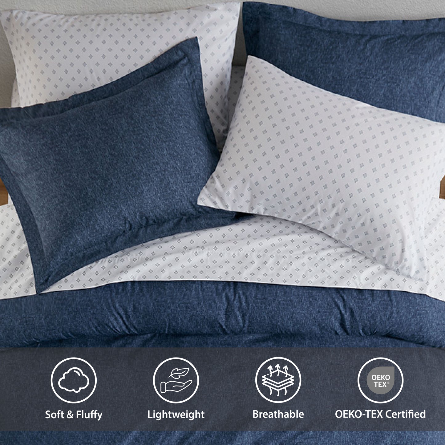 Chambray Print Microfiber Comforter Set with Bed Sheets